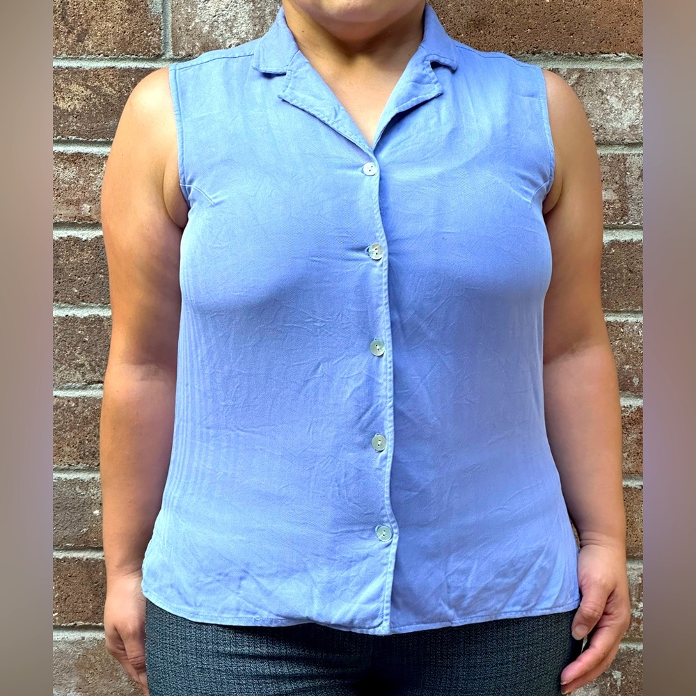 August Silk Shirt. Button up. Cobalt blue. SMALL
